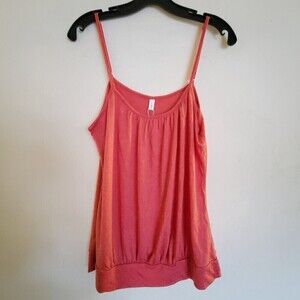 NEW Dressfo Coral Pink Strappy Spaghetti Straps Cinched Waist Tank Top Blouse 8